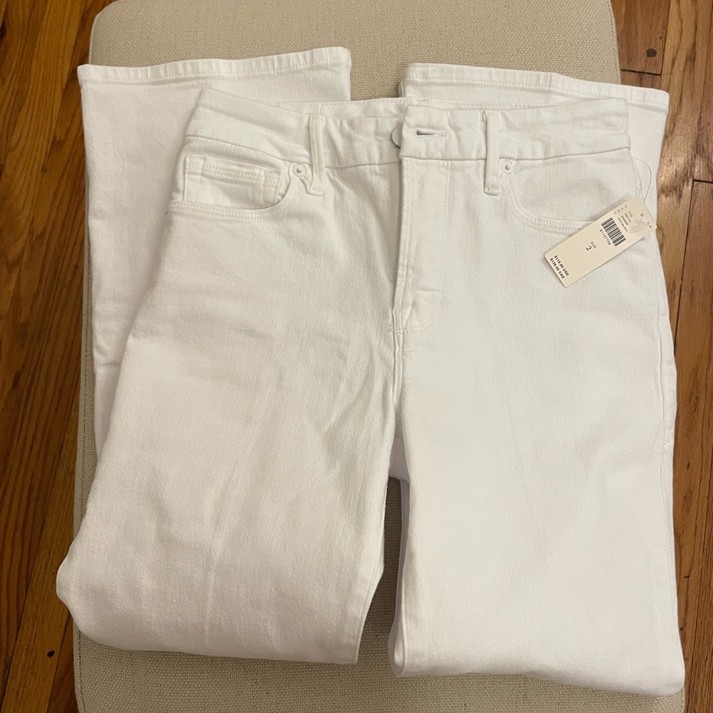 NWT anthropologie white denim cropped cut jeans